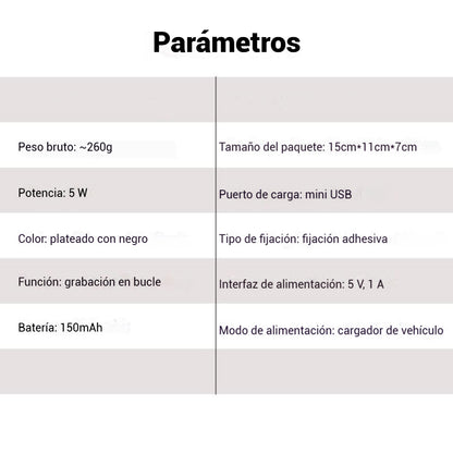 Cámara de visión triple (delantera y trasera + interior)