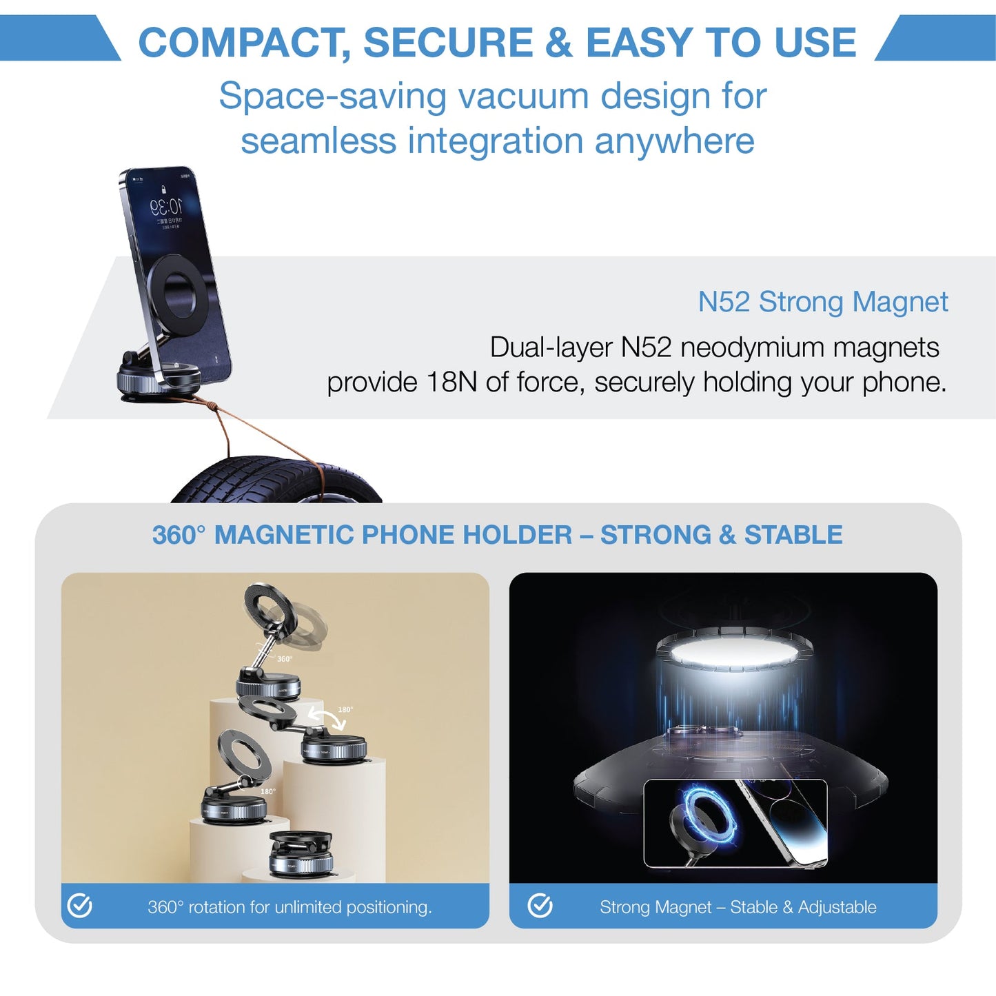 GEARBUZ® MAGMOUNT PRO SOPORTE MAGNÉTICO PARA TELÉFONO