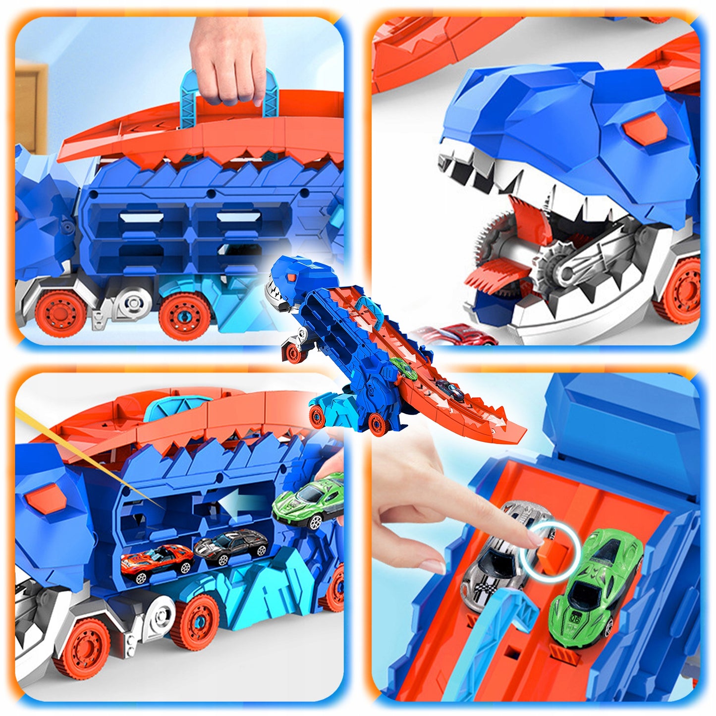 DINO Pożeracz – Laweta/Zjeżdżalnia + 12 autek GRATIS